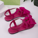 Breakj Sandals Women's Summer New Soft-Soled Bow Flat And A Word Sandals Fashion Wear Sweet Cool