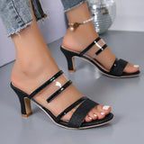 Toe Transparent Wear Women's Shoes Large-Size Coarse And Cool Slippers 2025 Summer New Fashion Korean Version Of High-Heeled