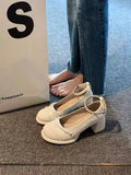 Breakj Red Single Shoes Women 2025 Spring And Summer New Super Fire French Retro Pearl High Heeled Quality Mary Precious