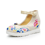Breakj Not Include Shoe Box Single Shoes Full Size Inside Raised 5 Cm High Heels Embroidered Cloth Shoes Spring And Summer Women's