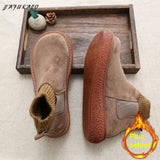Socks Plus Velvet Warm Womens Short Boots Mori Girl Retro Literary Big Head Doll Shoes Thick-Soled Increase Ankle