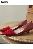 Low Heels Women Thin Heeled Kitten Heel Single Shoes Spring Autumn Pointed Temperament Shallow Mouth Work Shoes