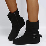 Medium Tube Buckle Women's Boots Autumn And Winter Ankle Boots Large Size Women's Boots Womens