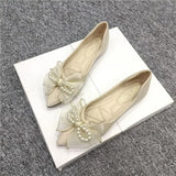 Breakj New Soft Bottom Standing Without Tired Bow Flat Shoes Temperament Suitable For Bridesmaid Dress Shoes 2025