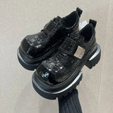 Trend Cool Square Head Small Leather Shoes Women In Autumn 2025 New Thick Soles To Increase Metal Buckle Happy
