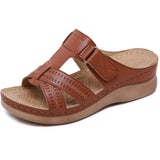 Breakj Size Summer Leisure Retro Sloping Thick Thick Shoe Leather One-Line Women's