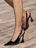 Caiying Rose Baotou Sandals Women's New Pointed Back Empty Shoes Lacquered Leather Stilettos Sexy High Heels In Spring