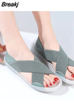 45 Sport Sandals Women's 2023 New Soft Sole Lightweight Two-Wear Casual Slippers Socofy Stretch Cloth Women's Summer