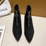 Breakj And Zipper Martin Boots 2025 Autumn And Winter New Pointed Women's Boots Simple Fashion Net Red Thin Skin