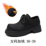 Breakj Wind Small Leather Shoes Thick Sole Increased Spring And Autumn New Lace-Up Happy Shoes Versatile Casual Leather Shoes