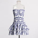 2025 New Fashion Sexy Take-Off Design Embroidered Lotus Leaves Side Bra Short Dress