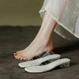 Breakj New Female Drag Fairy Outside The Wind Wearing Crystal Heel Fashion Shoes Transparent Word With High Heels Coarse