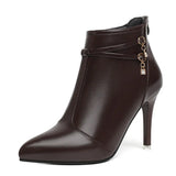 Breakj Fine-Heeled Temperament Female Boots 25 Autumn And Winter New High Heel Boots Pointed Short Boots Nude Boots Large Women's