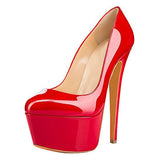Round Head Waterproof Table Super High Heels Large Size Single Shoes Sexy Platform