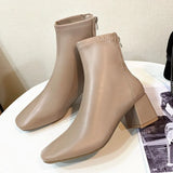 Breakj Boots Women 2025 New Female Boots Winter Head Behind The Zipper Short Boots Women's Thick And Middle Boots