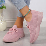 Women's Breathable Knitted Sneakers Autumn Comfort Thick Bottom Walking Shoes Women Non Slip Mesh Flat Shoes Size