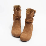 Breakj Of Retro-Sensitive Small Martin Boots Flat-Bottomed Short Boots Round Head Design 2025 New Denim Western Boots