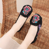 Breakj Embroidered Single Shoes Cloth Shoes Oxford Soft Sole Walk Casual Dance Shoes Square Dance