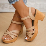 Thick High Heels Sandals Women Summer 2024 Buckle Strap Platform Sandles Woman Woven Cross Band Gladiator Sandalias