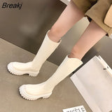 Platform Knee High Women Boots 2023 Spring Thick Heels Square Toe Punk Long Boots Autumn Winter Zipper Ladies