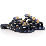 Metal Riveted Decorative Flat Slippers, Large Size Sandals, Sandals, New Summer