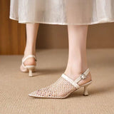 Heeled Sandals Shoes Woman 2024 Trend Pointed Toe Elegant Hight Heels Slingback Shoe Ladies Outdoor