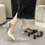 Breakj Version Of The Tendered Tie With High-Heeled Sandals Women 2025 Summer New Large-Size Small Pointed Fine Heel Single Shoes Fashion