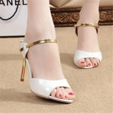 Square Heel Women Sandals Women Heel Shoes Gold Sliver Peep Toe Party Ladies Sandals Fashion Slip-On Summer Shoes