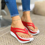 Women Summer Rhinestone Sandals Slippers Female Platform Open Toes Sexy Wedge Flip Flops Buckle Strap Flat Square Heel