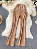 Casual Women Long Pants 2023 Ins Fashion Summer Flare Pants High Elastic Waist Slim Stretch Full Length Female
