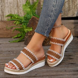 New Hemp Rope Woven Surrounding Slope With Slippers Female Thick Bottom A Word Belt