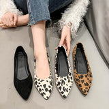 Breakj Leopard-Print Soft-Bottomed Velvet Shoes Women 2025 New Flat Velvet Flat For Good Things Shallow Mouth Comfortable Single