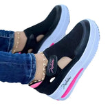 Breakj Casual Single-Shoe Women's Spring And Summer New Flat Bottom Flying Weaving Breathable Magic Sticker Casual Mesh