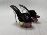 Women Slippers Summer Platform Flower Red High Heels Patent leather 15cm Outdoors Sandals Ladies Shoes Clear Heel Crystal