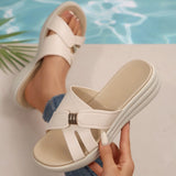 Breakj New Thick Bottom Slippers Cross-Band Exposed Toe Middle-Of-Year-Old Cool Slippers Wearing Stylish Comfortable Soft Bottom Mom
