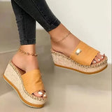 Wedges Slippers Platform High Heels Women Slipper Ladies Outside Shoes Basic Clog Wedge Slipper Flip Flop