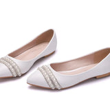 Breakj Wedding Shoes Crystal Shoes Wedding Dress Wedding Dress Comfortable Korean Version Of Tuxed Pearl Water Diamond Dinner White Women