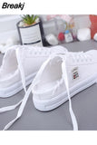 2023 Spring Summer Women Canvas Shoes Flat Sneakers Women Casual Shoes Low Upper Lace Up White Shoes Zapatos Para