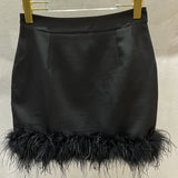 Casual Patchwork Feathers Skirt For Women High Waist A Line Mini Skirts Female Fashion Summer Clothing Style