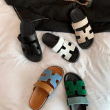 Breakj Summer New Thick-Bottomed Cool Slippers Large-Size Magic Sticker Wear Casual Women's