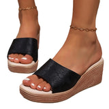 Breakj Head Print Thick-Bottomed Pine Cake Pedaled Roman Shoes Women 2025 Summer New Large-Size Wearing Cold