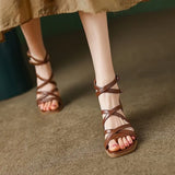 Breakj Back Zipper High Heel Sandals Women 2025 Summer New Word-Type Buckle With Retro Texture