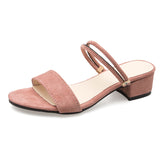 Korean Sandals Women's 2023 New Thick Heels Sandals And Slippers One Shoe And Two Open-Toed Women's
