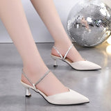 New Large Size Slippers Size 35-42 Pointed Fairy Wind Muller Fashion Rhinestone Women's