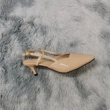 Daily all-match Sandal Shoes Pointed Toes High Heels Sexy 5cm Low Casual Back Empty Buckle Pumps Red Wedding