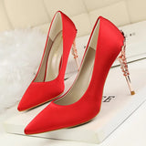 Breakj Korean Version Of Fashion Sexy Metal With Women's Shoes Thin Heel High Heel Shallow Pointed Silk Show