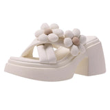 Breakj Wind Flower Thick Bottom Slippers Female Wear Female 2023 Summer New Fashion Beach Open Toe Slippers