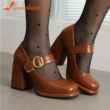 Heels Mary Jeans Pumps 2023 Summer Fashion Ankle Buckle round Toe Women Pumps Elegant Comfy Walking Pumps Plus Size