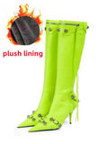 New Women's Boots Pointed Toe High-heeled Boots Paris Fashion Knee-high Boots European and American Party