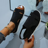 Breakj Women's Shoes Summer New Flying Hot Drill Breathable Solid Water Drill Beach Shoes Lightweight Large Women's